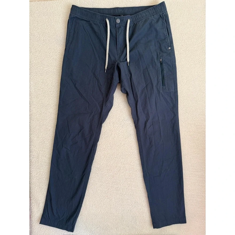 Vuori Pants Mens 2XL Blue Gray Ripstop Climber Woven Joggers Elastic Waist V412